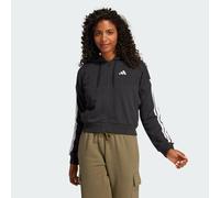 adidas Performance - Essentials - Felpa nera e bianca in French Terry con cappuccio, zip e 3 strisce-Nero XL