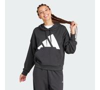 adidas Donna Essentials Big Logo French Terry Loose Hoodie, Black/White, S