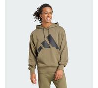 adidas - Essentials - Felpa con cappuccio verde oliva strata e nera in spugna con logo grande 2XL