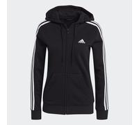 Felpa con cappuccio Essentials Fleece 3-Stripes Full-Zip Black / White XS