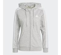 Adidas W 3S FT FZ HD, Felpa con Cappuccio Donna, Medium Grey Heather/White, S
