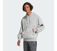 adidas Uomo Essentials Lose Fit Three Bar Terry Hoodie, Medium Grey Heather/Black, S