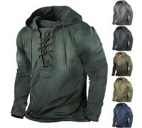 Felpa con cappuccio fitness da uomo retrò con lacci gotico steampunk felpe con cappuccio con coulisse medievale felpe con cappuccio a maniche lunghe pullover cucito vintage invecchiato maglione casual