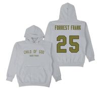 Felpa con cappuccio Forrest Frank 25 Logo Child Of God 2025 Tour Manica Lunga Streetwear Donna Uomo Felpa con Cappuccio, grigio, XS