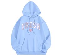 Felpa con Cappuccio Fresh Love Sturniolo Felpa Leggera con Cappuccio Donna Uomo Stampa Letterg Top Letter Piumino 100 Grammi Donna Tg.60 Pile Donna con Zip (Sky Blue, M)
