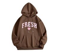 Felpa con Cappuccio Fresh Love Sturniolo Felpa Leggera con Cappuccio Donna Uomo Stampa Letterg Top Letter Attacco Giganti Felpe (Brown, M)