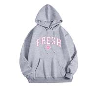 Felpa con Cappuccio Fresh Love Sturniolo Felpa Leggera con Cappuccio Donna Uomo Stampa Letterg Top Letter Attacco Giganti Felpe (Light Gray, XL)
