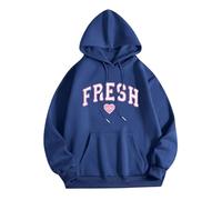 Felpa con Cappuccio Fresh Love Sturniolo Felpa Leggera con Cappuccio Donna Uomo Stampa Letterg Top Letter Abito Pantalone (Blue, M)