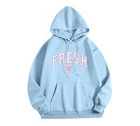 Felpa con Cappuccio Fresh Love Sturniolo Felpa Leggera con Cappuccio Donna Uomo Stampa Letterg Top Letter Abito Pantalone (Sky Blue, M)