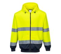 Felpa con Cappuccio Full Zip Alta Visibilità Giallo/Blu Portwest B317 Tg. M