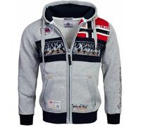 Felpa Con Cappuccio Geographical Norway Flyer Uomo Misto Cotone Grigio Chiaro