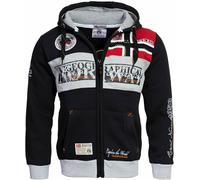 Geographical Norway Flyer Men - Felpe Elegante Zip Cappuccio Tasca Uomo - Felpe Logo Uomo - Felpe Unisex Cappuccio Hoody Tasche - Hoodie Pullover Sport Casual Uomini Nero L