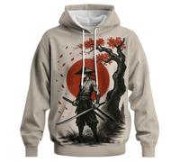 Felpa con cappuccio giapponese da uomo, vintage, stile Samurai Harajuku, 02_nero, M