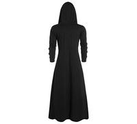 Felpa con cappuccio gotica nera da uomo, cappotto lungo a mantello gotico, cardigan con cappuccio, giacca autunno inverno a maniche lunghe, tinta unita, felpa con cappuccio ampia con tasca, giacca