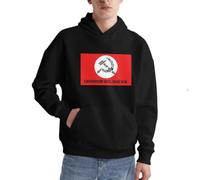 Felpa con cappuccio grammatica bolscevica parodia bandiere con cappuccio e meme umoristico, Nero , XL