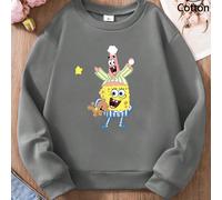Felpa con cappuccio grigia a maniche lunghe e vestibilità ampia da bambina, con SpongeBob e Patrick Star, e SpongeBob che culla un orsacchiotto: calda e confortevole, perfetta per l'uso quotidiano. L'