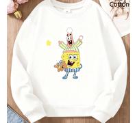 Felpa con cappuccio grigia a maniche lunghe e vestibilità ampia da bambina, con SpongeBob e Patrick Star, e SpongeBob che culla un orsacchiotto: calda e confortevole, perfetta per l'uso quotidiano. L'