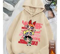 Felpa con cappuccio grigia da uomo e da donna, in stile casual, con coulisse. Stampa con protagonista le Superchicche, in co-branding con Warner Bros., con motivo pixel rosa e decorazioni a forma di c