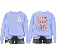 Felpa con cappuccio Hocus Pocus I Need Coffee To Focus, maglietta con stampa grafica classica da donna e uomo, blu cielo, XL