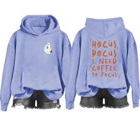 Felpa con cappuccio Hocus Pocus I Need Coffee To Focus, maglietta con stampa grafica classica da donna e uomo, Blu cielo 2., 3XL