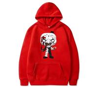 Felpa con Cappuccio Horror Movie Terrifier3 Clown Art Testa Grande Moda e Umorismo Felpe con Cappuccio Unisex (Red,XL)