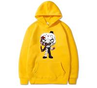 Felpa con Cappuccio Horror Movie Terrifier3 Clown Art Testa Grande Moda e Umorismo Felpe con Cappuccio Unisex (Yellow,L)