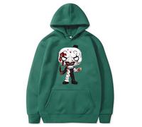 Felpa con Cappuccio Horror Movie Terrifier3 Clown Art Testa Grande Moda e Umorismo Felpe con Cappuccio Unisex (Green,S)