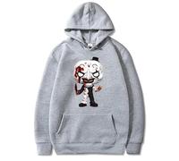 Felpa con Cappuccio Horror Movie Terrifier3 Clown Art Testa Grande Moda e Umorismo Felpe con Cappuccio Unisex (Grey,S)