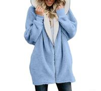 Felpa con cappuccio in calda lana di agnello con cerniera cardigan adatto per l'uso regolare, ideale per tutti i giorni, vacanze e uso in discoteca in tutte le stagioni (blu XXL)