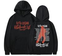 Felpa con Cappuccio in Cotone a Maniche Lunghe con estetica retrò da Uomo e da Donna con Stampa del cantante Keith Urban High And Alive World Tour Autunno Inverno
