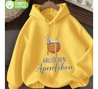 Felpa con cappuccio in cotone giallo versatile, di stile casual di strada, con design Aperol Spritz, adatta sia per uomo che per donna, per la primavera e l'autunno L,M,S,XL,XSHalloweenTessuto in magl