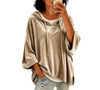 Felpa con Cappuccio in Morbido Velluto per - Top Comodo Ampio, Tinta Unita | Felpe In Cotone Donna Pullover Leggere Per Vento Leggero Pilates Flanella Stilose Dentro Migliori Merino