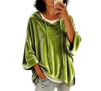 Felpa con Cappuccio in Morbido Velluto per - Top Comodo Ampio, Tinta Unita | Felpe In Cotone Donna Pullover Leggere Per Vento Leggero Pilates Flanella Stilose Dentro Migliori Merino