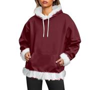 Felpa con cappuccio in pile alla moda, morbida e calda, per il tempo libero, per il comfort quotidiano, Brick rosso, 6XL