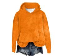 Felpa con cappuccio in pile da donna, comoda camicetta con cappuccio, senza cappello, per allenamento al chiuso e all'aperto, cappotto termico, regali di Natale, Arancione, L