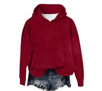 Felpa con cappuccio in pile da donna, comoda camicetta con cappuccio, senza cappello, per allenamento al chiuso e all'aperto, cappotto termico, regali di Natale, Rosso anguria, S