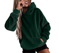 Felpa con cappuccio in pile soffice da donna, a maniche lunghe, con tasca, per allenamento al chiuso e all'aperto, regalo di Natale, Verde, XXL