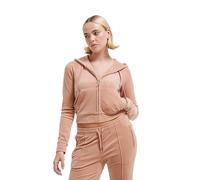 Felpa con Cappuccio in Velluto Classico con Logo Juicy, Café Au Lait, XS