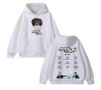 Felpa con Cappuccio Jin RUNSEOKJIN_EP.Tour Graphic SUP-Port Sport Daily Cotton Sweatshirt(A White-Padded,L)