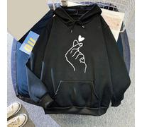 Felpa con cappuccio Kpop alla moda 2024 per donna con stampa a forma di cuore e