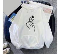 Felpa con cappuccio Kpop alla moda 2024 per donna con stampa a forma di cuore e