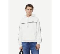 Felpa con cappuccio Lacoste Classic Fit Logo Stripe bianco nero - XXL