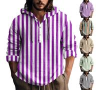 Felpa con cappuccio leggera da uomo con cappuccio a righe verticali a righe con cappuccio a contrasto di colore Maglione con cappuccio a mezzo bottone Pullover con collo a bottone 1/4 per appuntamenti