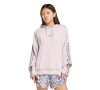 adidas Femme Seasonal Essentials Leopard Print French Terry Hoodie with 3-Stripes, Ice Purple/Multicolor, S