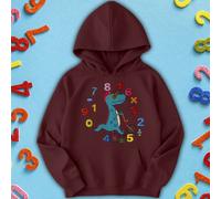 Felpa con cappuccio maglione bambini Ragazzi Ragazze Cool Dinosaur Numeracy...