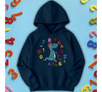 Felpa con cappuccio maglione bambini Ragazzi Ragazze Cool Dinosaur Numeracy...