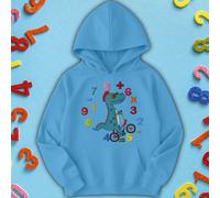 Felpa con cappuccio maglione bambini Ragazzi Ragazze Cool Dinosaur Numeracy...