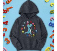 Felpa con cappuccio maglione bambini Ragazzi Ragazze Cool Dinosaur Numeracy...