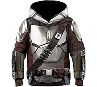 Felpa con Cappuccio Mandalorian SW Movie Cosplay Accessori per Costumi Stampa 3D Unisex Toddler Kids Costume Movie Fashion Poliestere Maglione (L,E)
