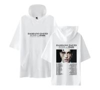Felpa con cappuccio Merch Damiano David Funny Little Fears World Tour 2025 Girocollo Unisex Manica corta, bianco, S